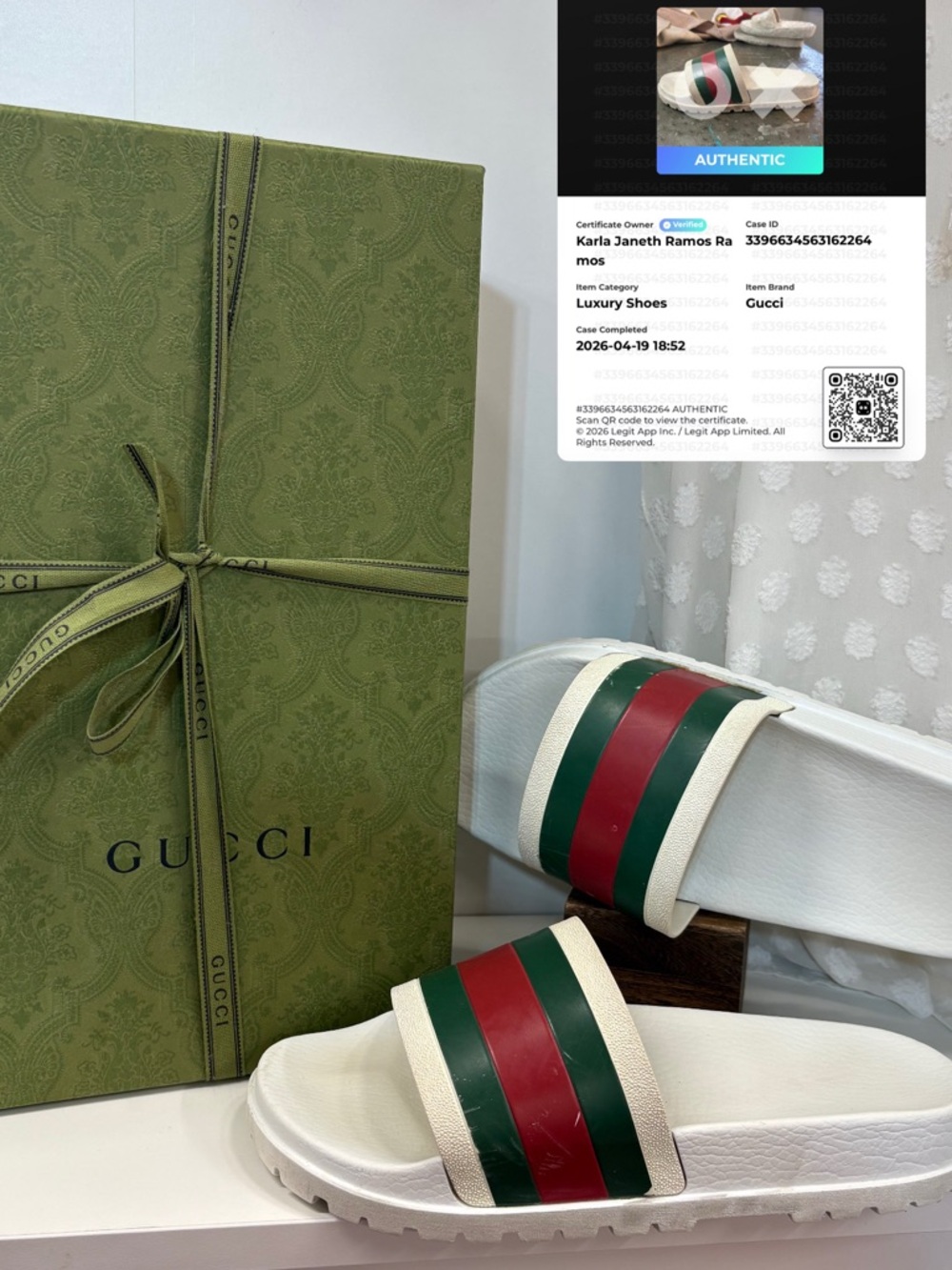 🔥🔥 Gucci White Slides with COA women size 10 men size 8